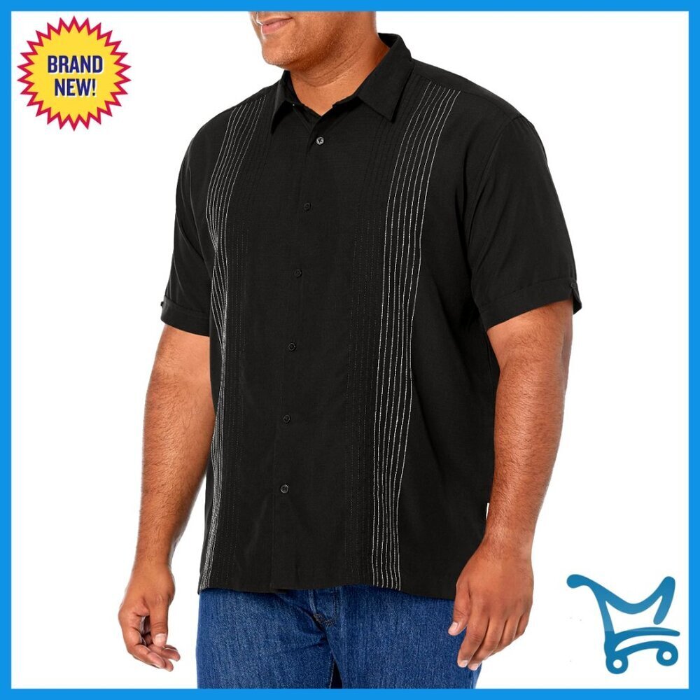 Men's Short Sleeve Button Down Shirt Regular Fit Point Collar Soft Polyester